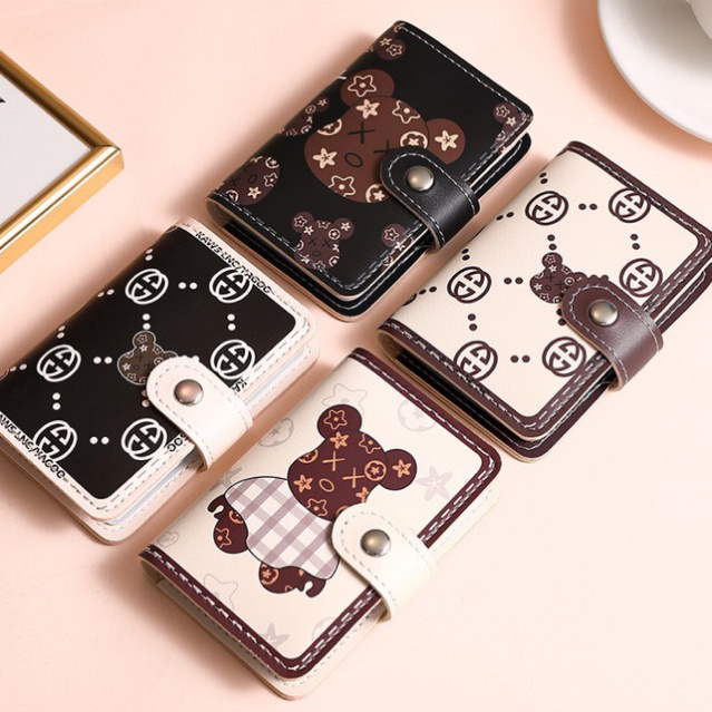 _ Mini hand-held wallet with brown bear pattern, 4 cute multi ...