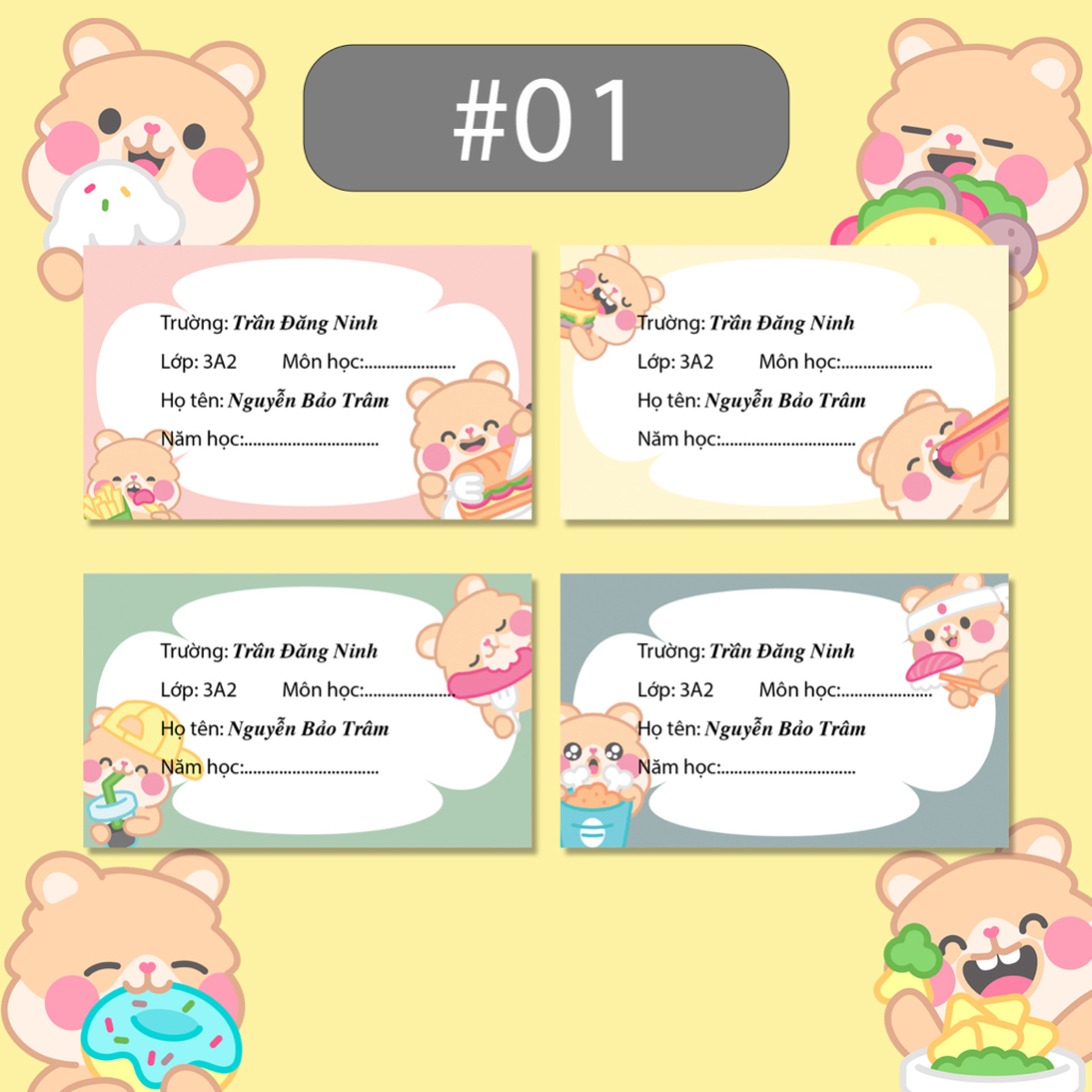 Set of 20 notebook labels with names and information printed on request ...
