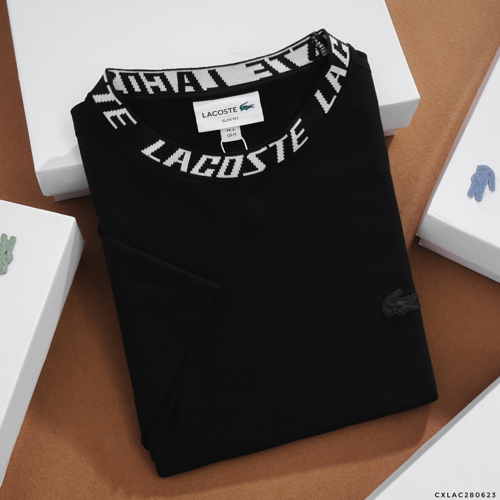 Men's Round Neck Tshirt, LACOSTE FRANCE LIMITED Premium Embroidery Fish Logo TShirt With BIG