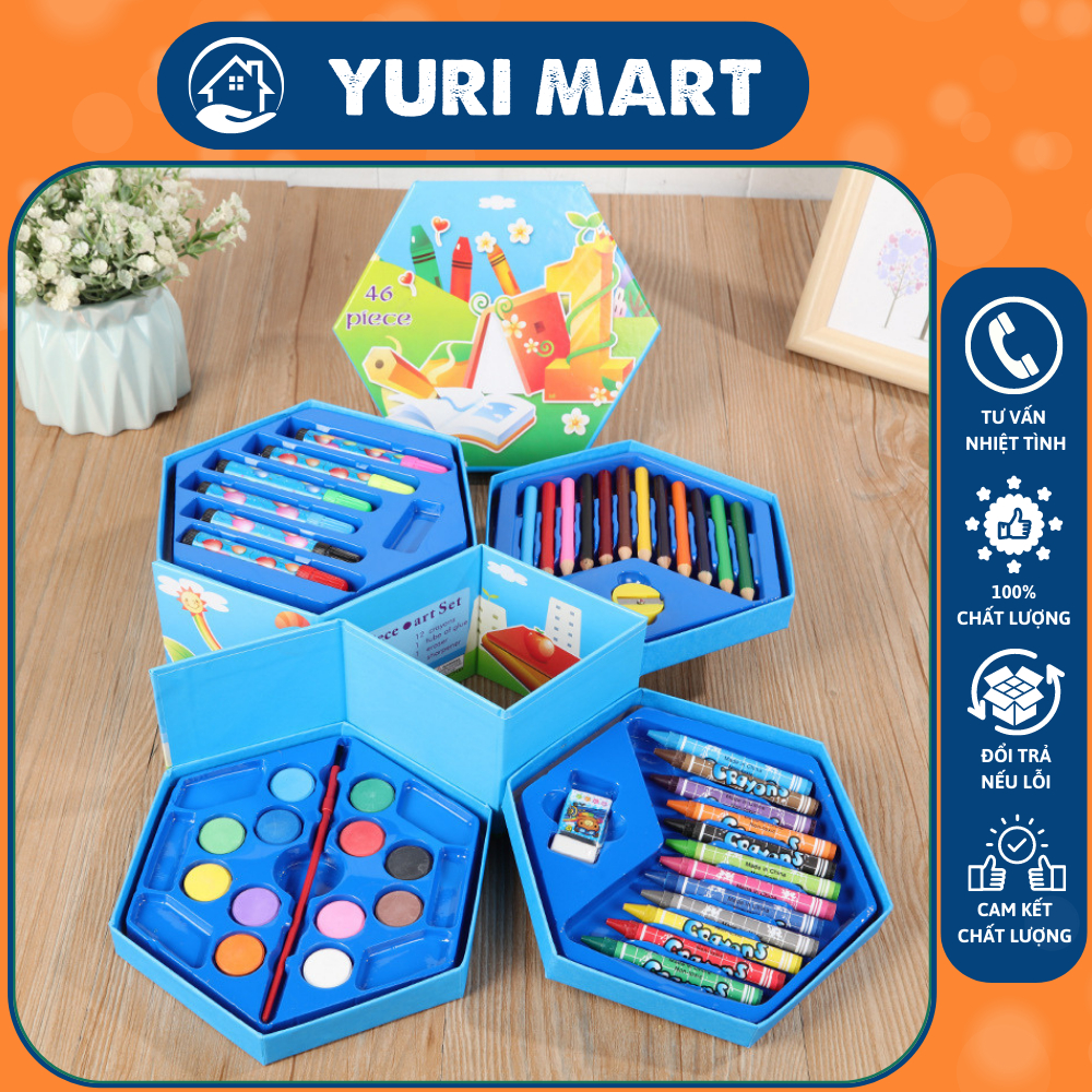4storey Rotating Hexagonal Color Pencil Box With 46 Colors For Your