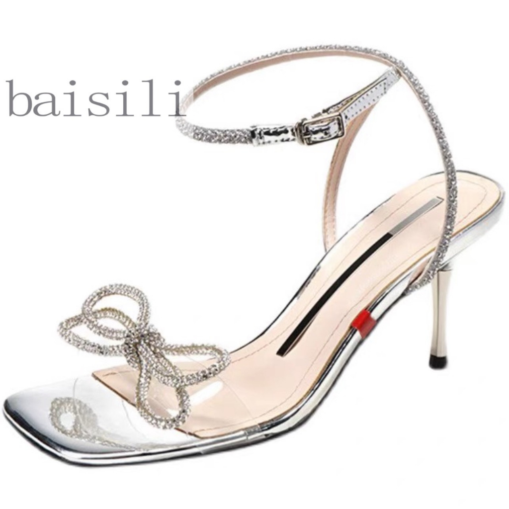 Baili High Heels Sandals With Transparent Horizontal Strap And