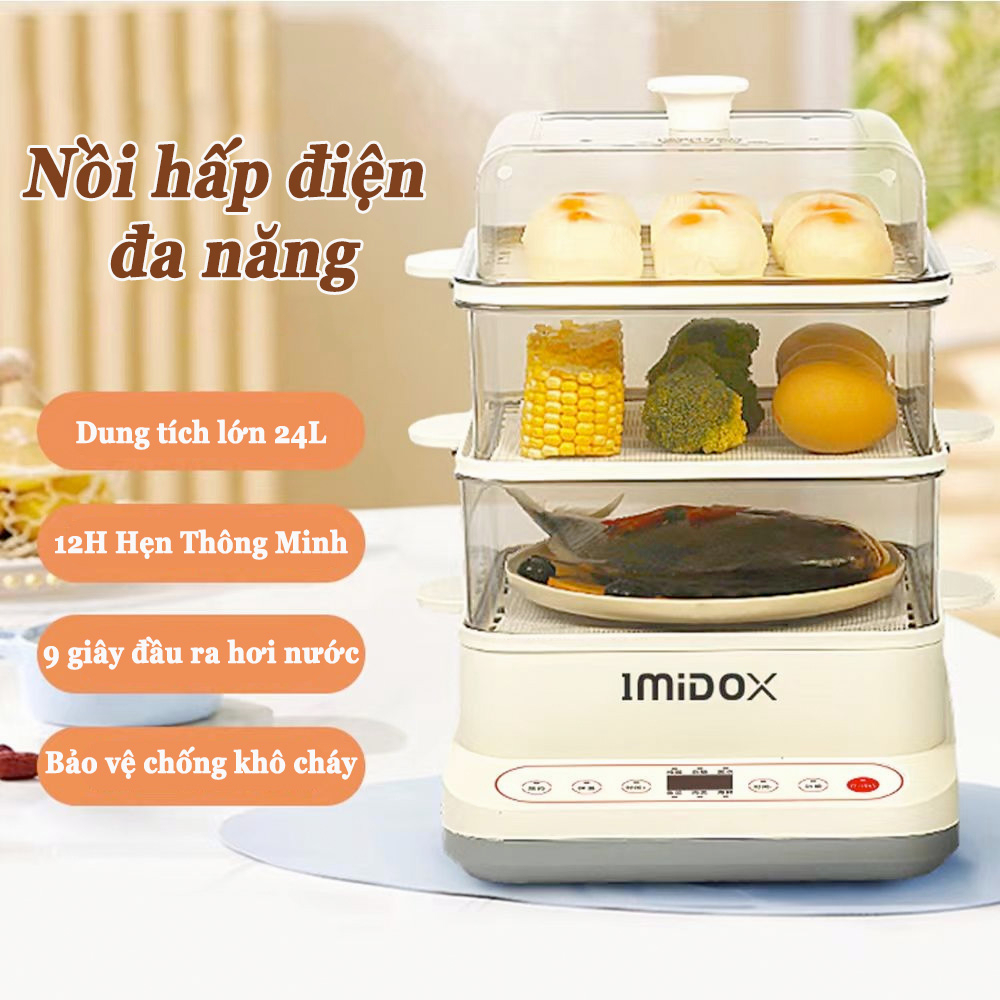 800w MultiPurpose Electric Steamer 24L 3Storey Electric Steamer Set Appointment Calendar, Keep