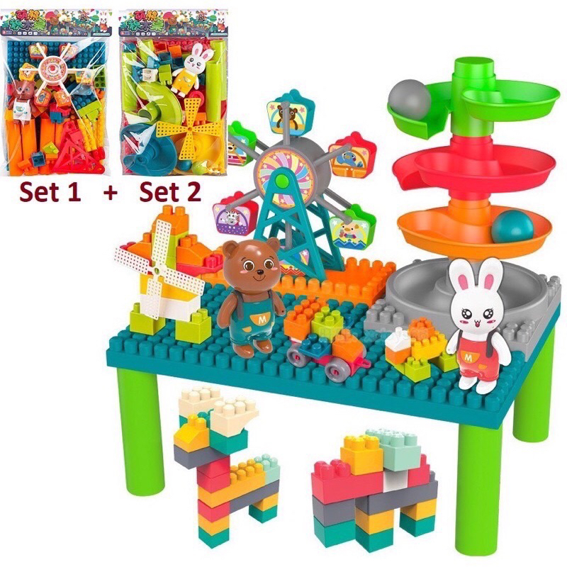 Bear wheel puzzle toy, rabbit slide with assembly table for children ...
