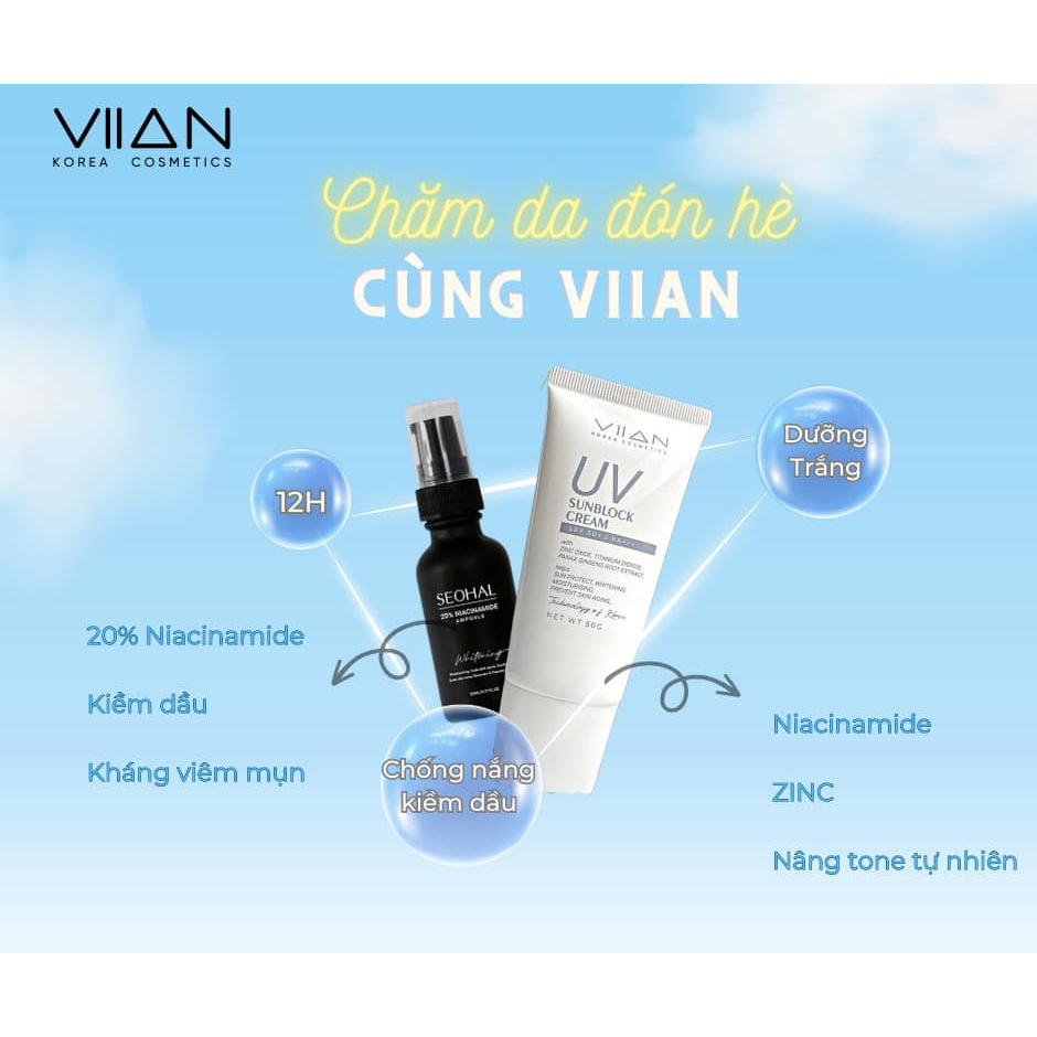 Combo NIA20% Alkaline Oil Sunscreen - VIIAN UV Cream | Shopee Philippines
