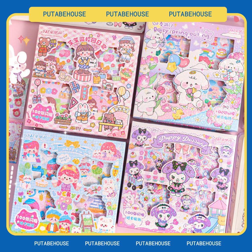 [New Model] Box Of 100 Glittering sticker Sheets (Size 6x6cm) | Shopee ...