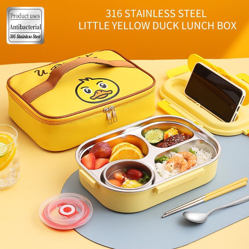 Uduck Stainless Steel 316 DUCK Thermal Lunch Box with Many SpillProof