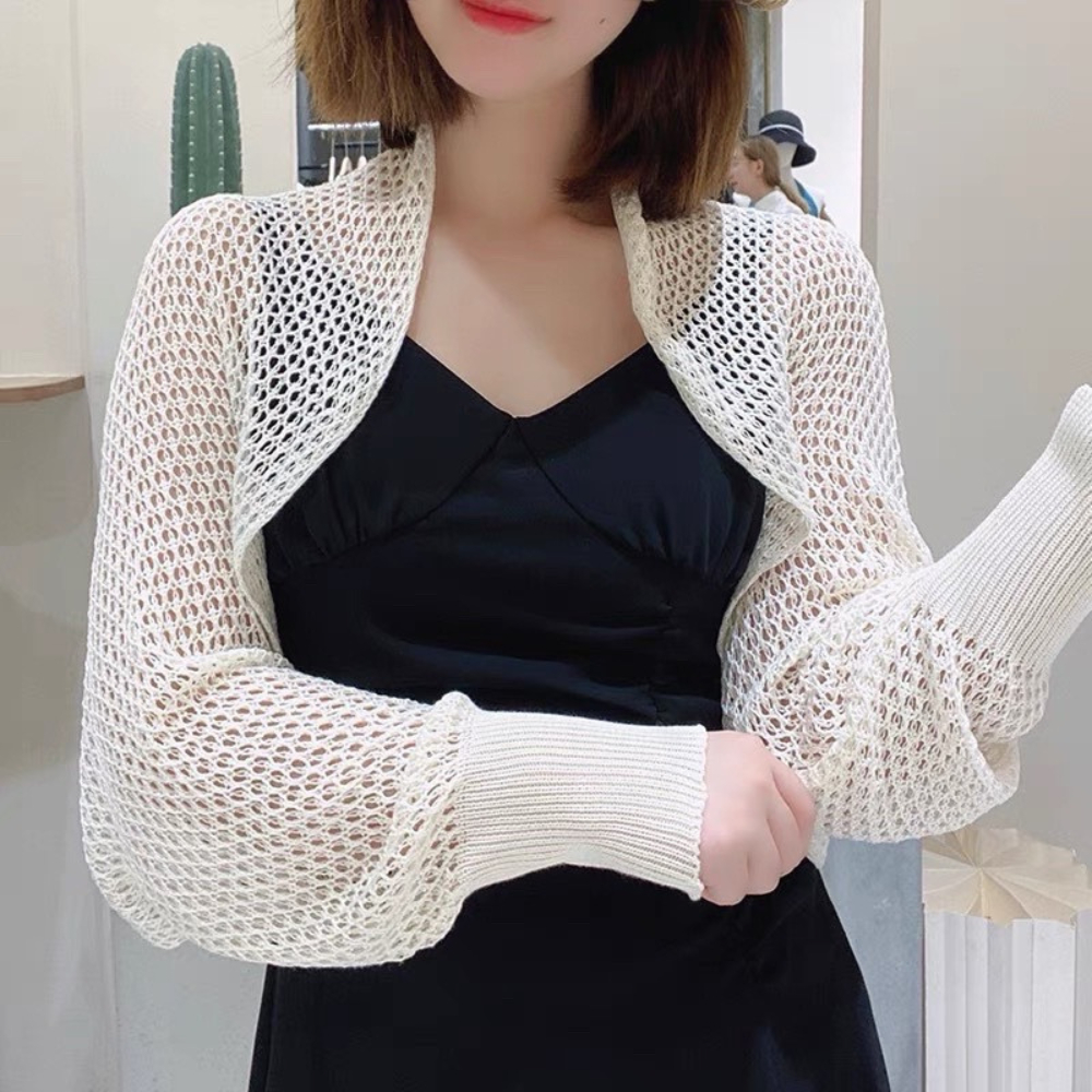 Jacket Thin Wool, Jacket Short Black And White Mesh Wool cardigan QCCC