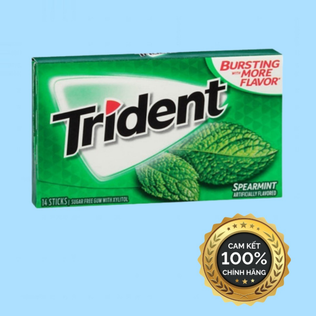 Combo 5 Blisters Of Trident Gum Mint Unsweetened Mint To Help Fragrant ...