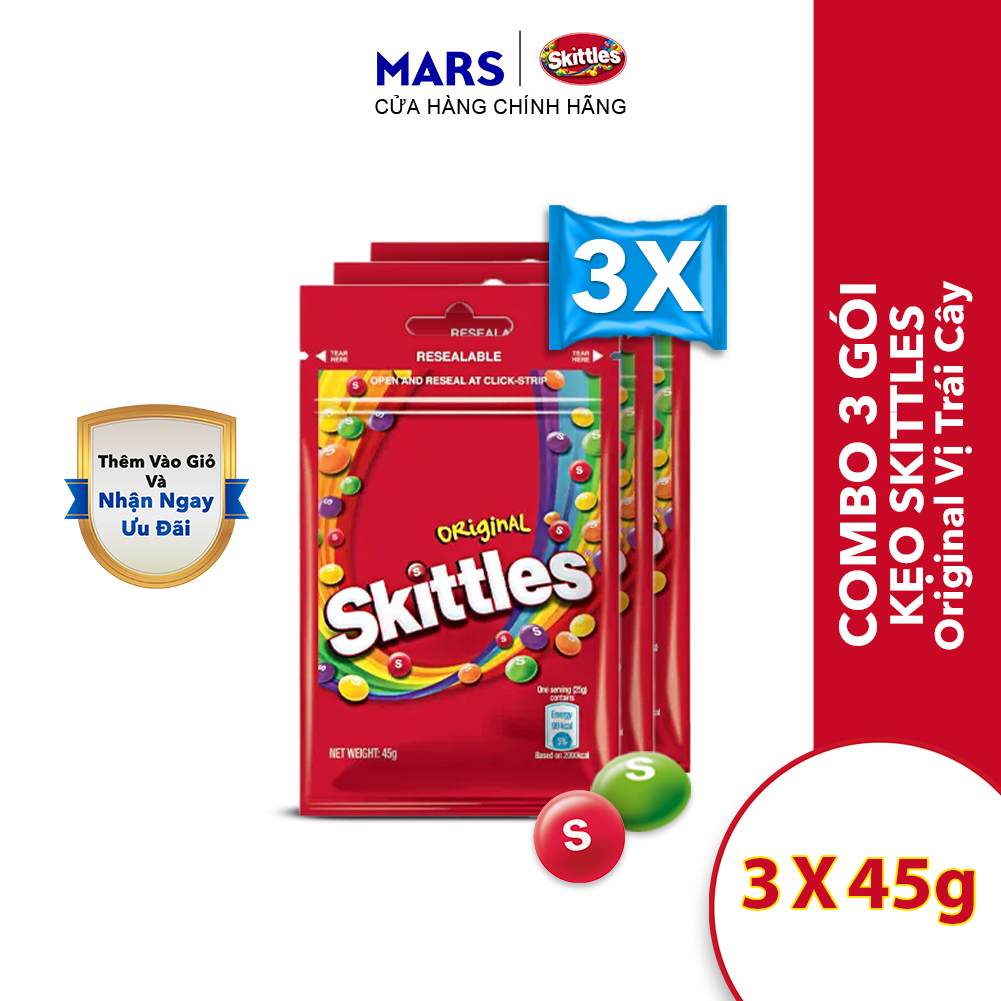 Combo 3 Packs Skittles Original Fruit Flavor 45g | Shopee Philippines