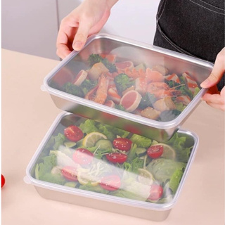 304 Stainless Steel Kitchen Food Tray Container With Lid For Meal Prep,  Picnic, Fruit Storage