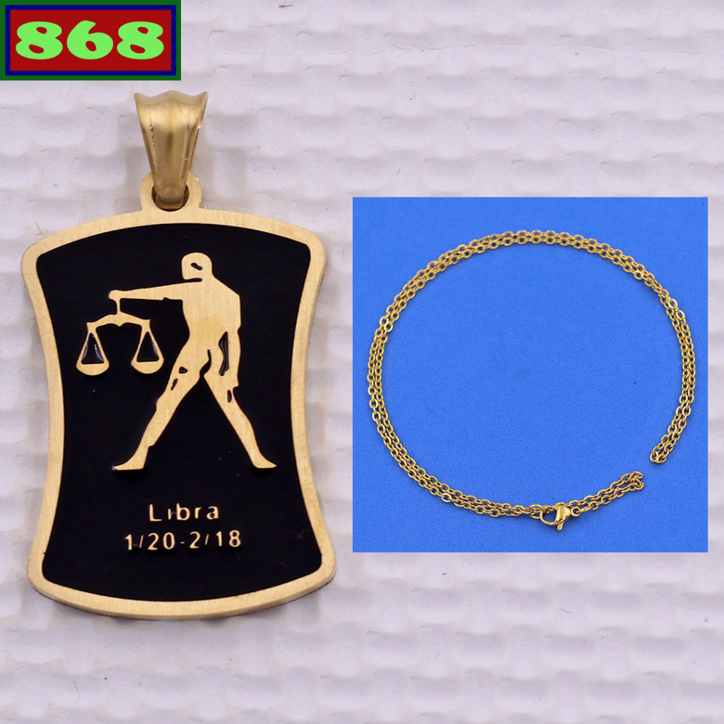 Libra pendant - Gold stainless steel Libra with stainless steel chain ...