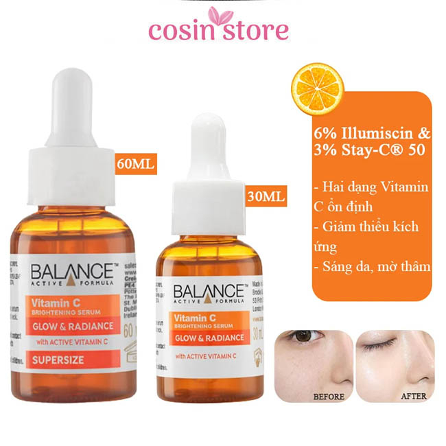 Balance Active Formula Vitamin C Brightening Serum Glow & Radiance 30ml 60ml Brightening Skin