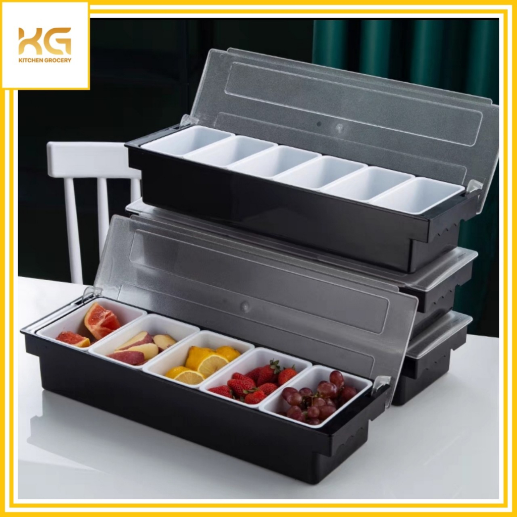 Plastic Box for Spices, Fruits, and Food Toppings with 4 Compartments ...