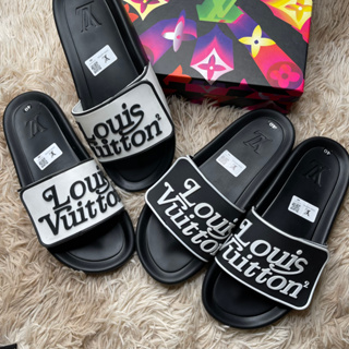 Louis Vuitton Black Thick Rugged Sole Slide Pam Slippers