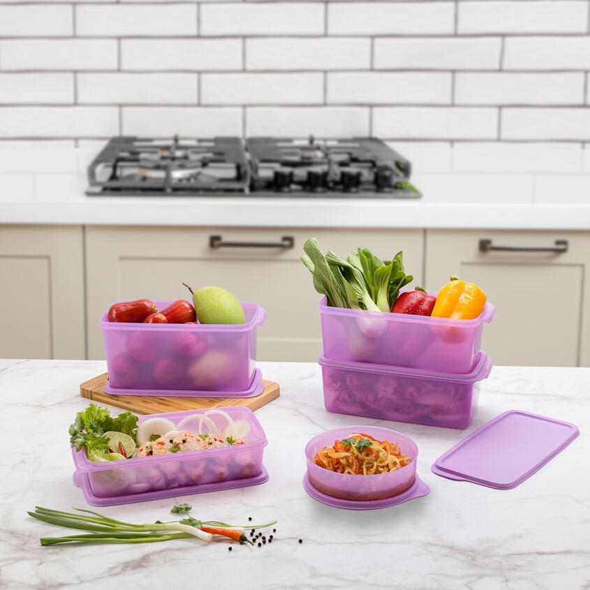 Freshia Collection Purple Plastic Cool Storage Box Set (5 boxes ...