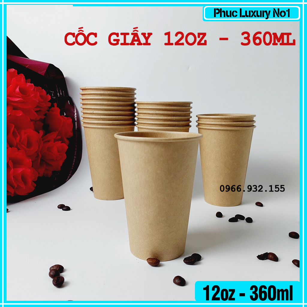 Set of 50 super beautiful brown paper cups 360ml - 12oz | Shopee ...