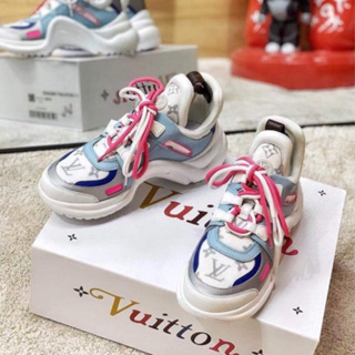 LOUIS VUITTON Calfskin Technical Nylon LV Archlight Sneakers 40 White Pink  Yellow 1076726