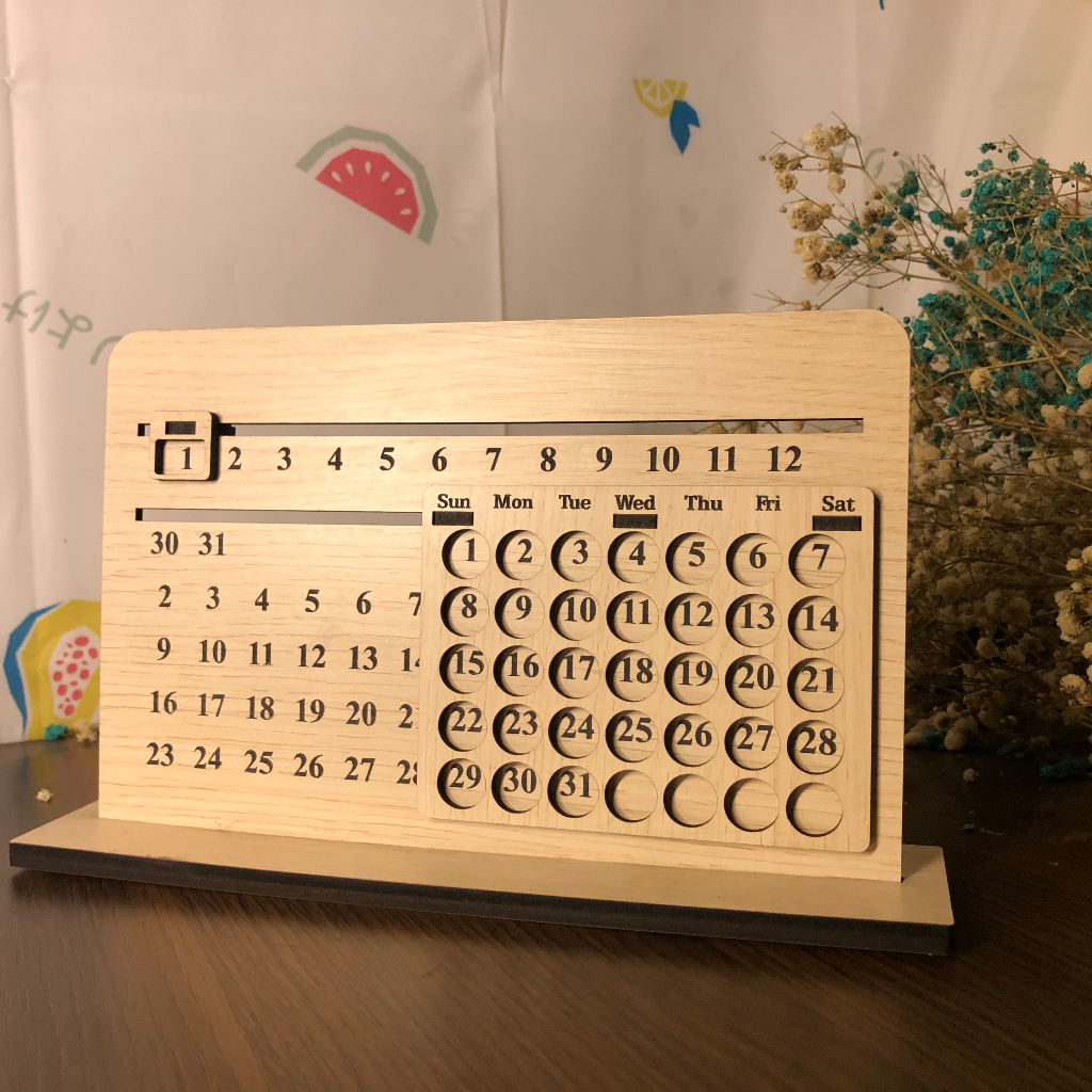 2025 Perpetual Wooden Calendar with Logo Engraved on Demand Business