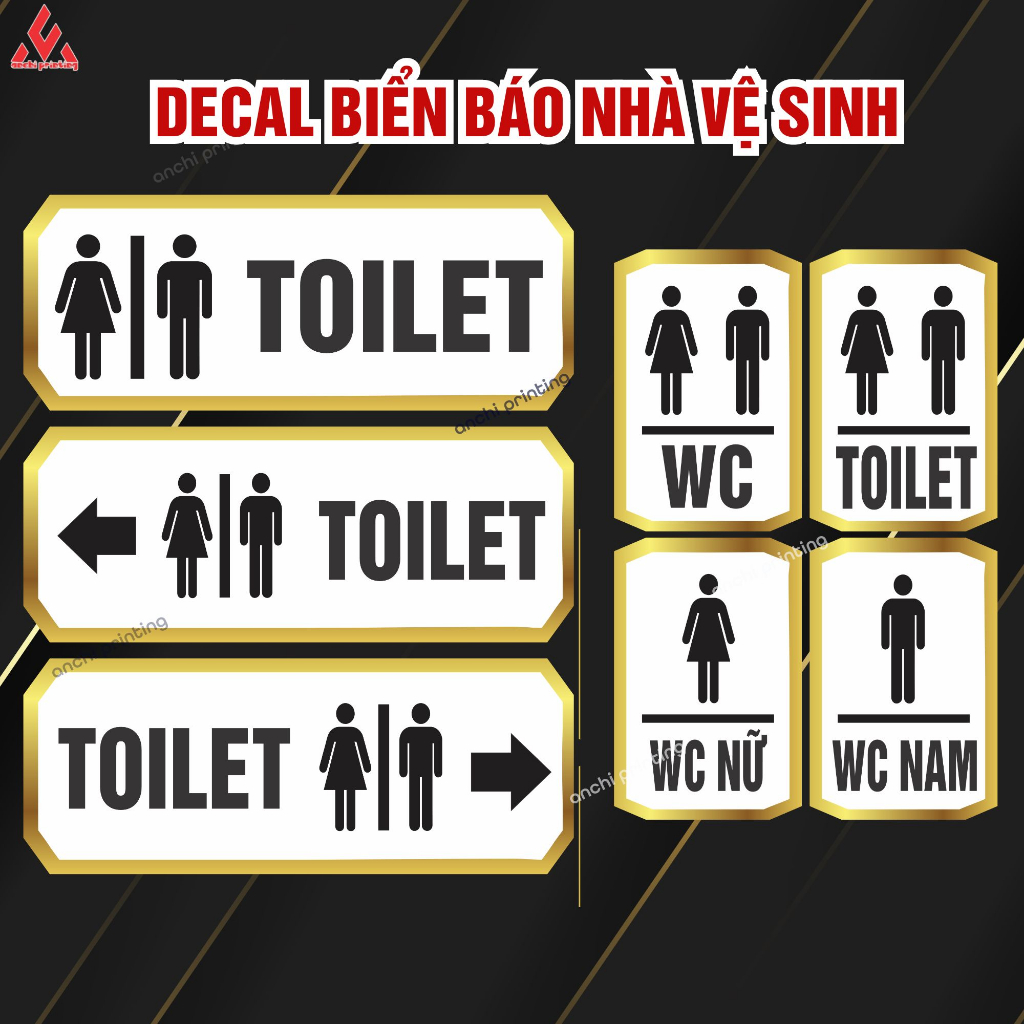 Toilet Sign - Toilet Panel Decal, WC - Toilet Decor Sticker for Glass ...
