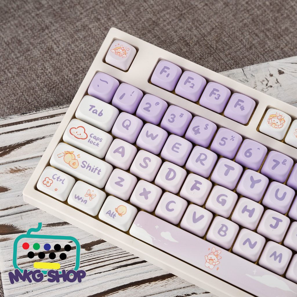 Purple Rabbit keycap set | Pbt dyesub | Moa profile | Cute cheap ...