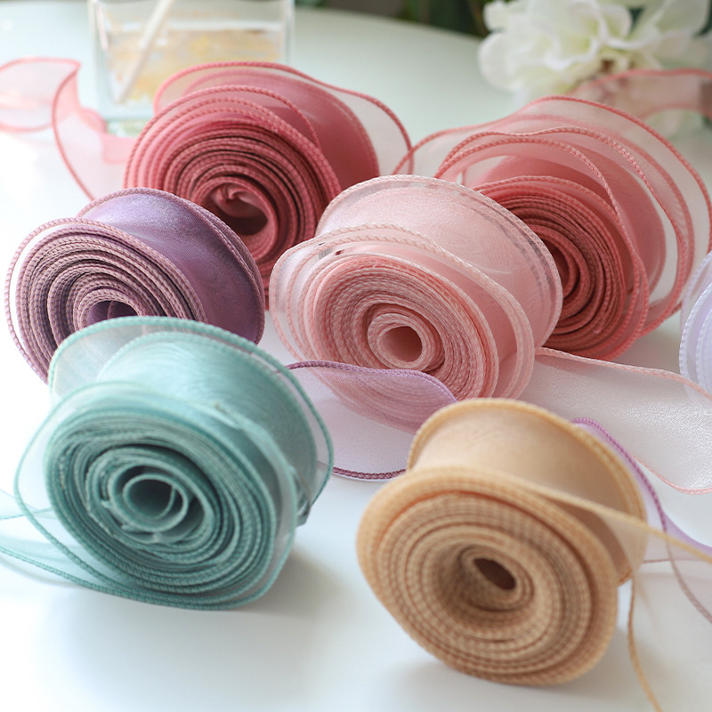 Whole roll of plain chiffon ribbon with 2 edges for flower wrapping and