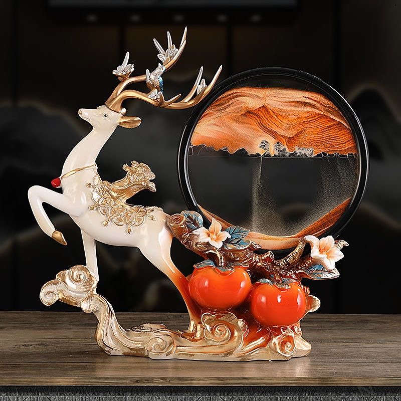 Feng Shui Deer Set, Decor Deer Drag Sand Mountain Interior Decoration ...