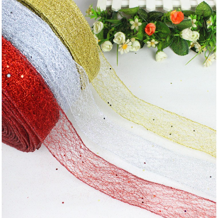 5 Meter Roll of Thin Mesh Ribbon with Zinc Border RB57 5cm Wide for ...
