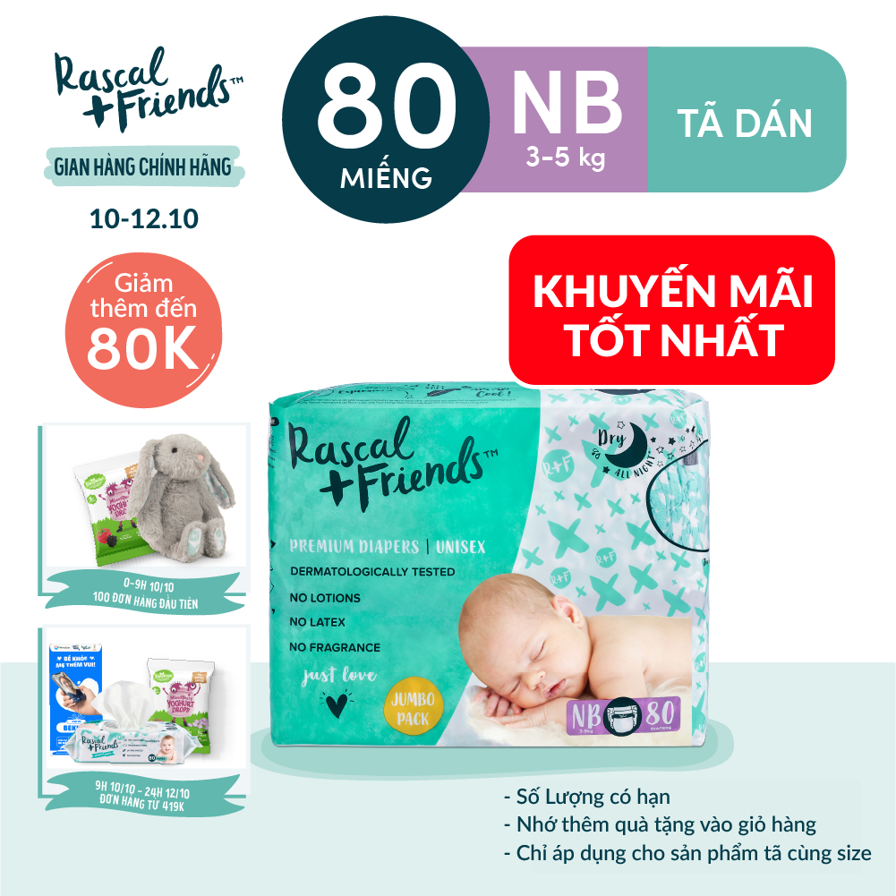 Diapers / Diapers Rascal + Friends Size NB 80 Pieces | Shopee Philippines