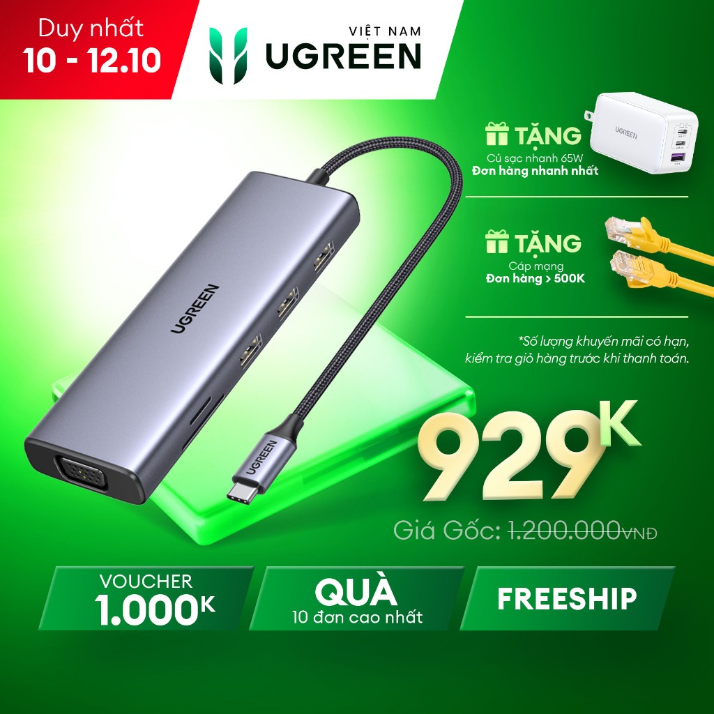 Type C UGREEN 9 in 1 converter Hub| Hdmi UHD| Usb 3.0 | | 15600 90119 ...