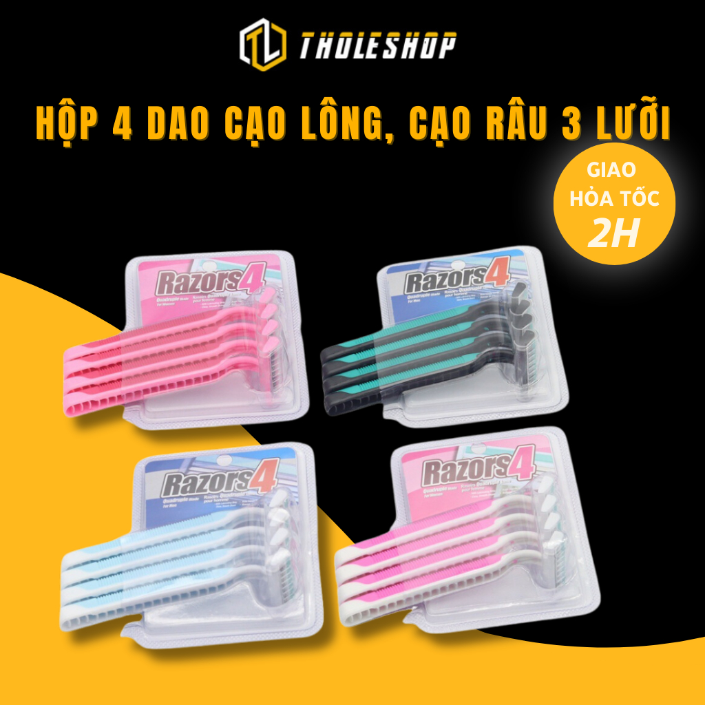 (Box Of 4) Sharp 3-blade razor and hair shaver, does not damage the ...