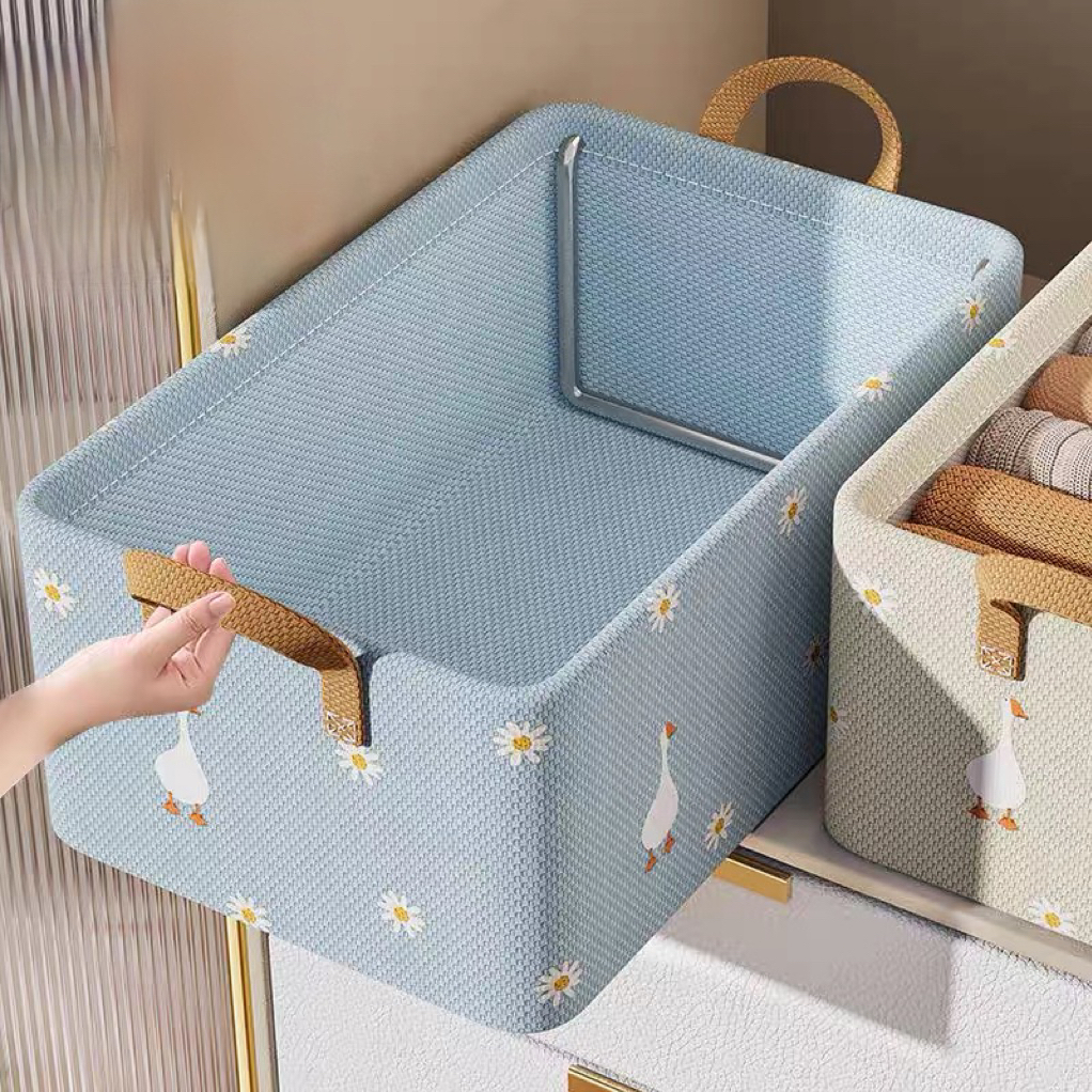 Dechome Folding Fabric Storage Box Steel Frame Fixed Frame Foldable