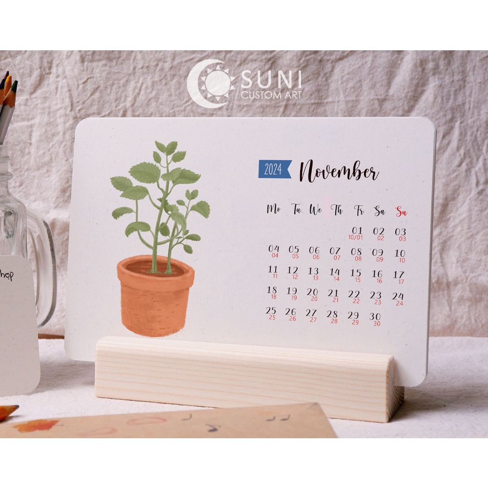 Wooden sole calendar 2024 Herbs and spices Suni Custom Art Shopee