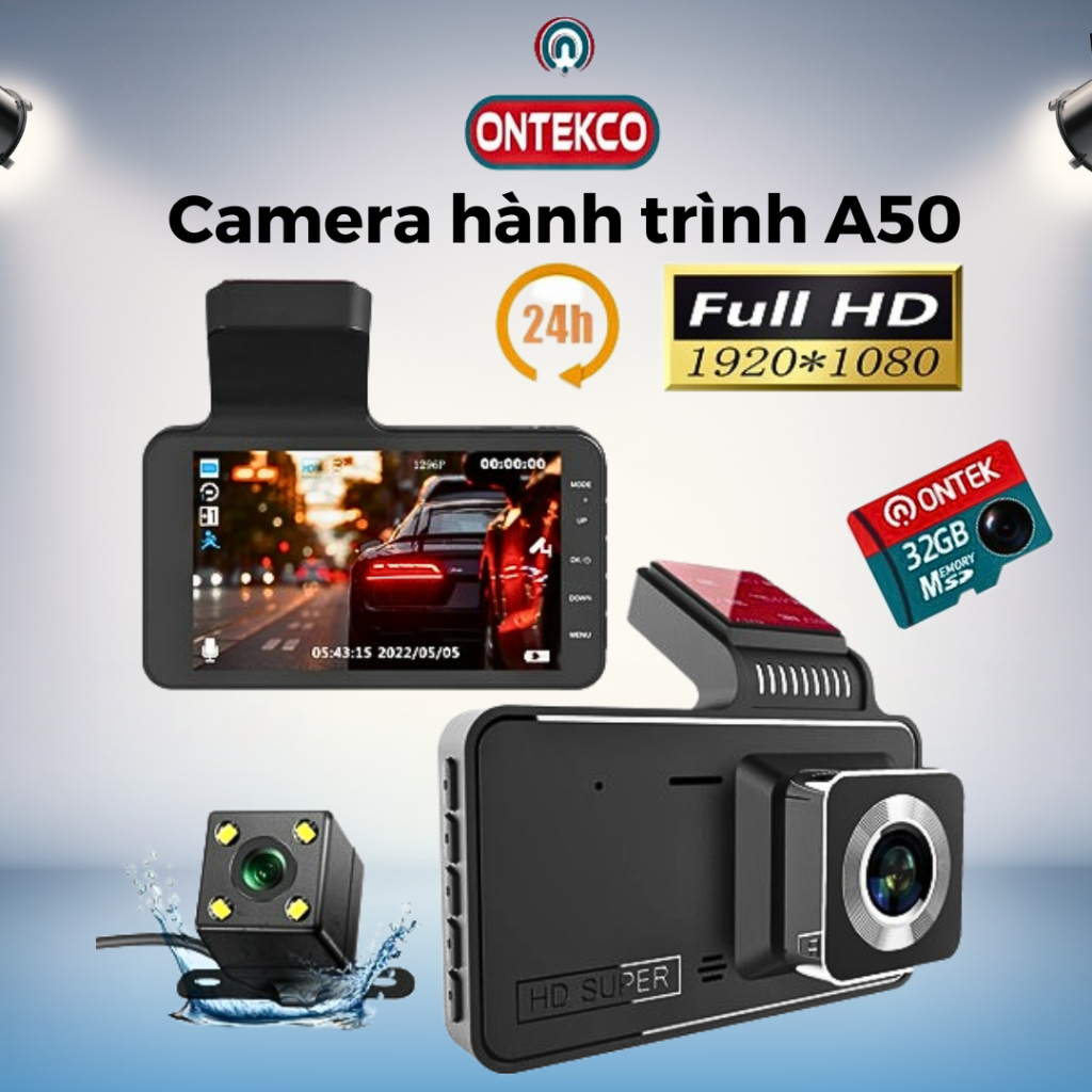 Ontek A50 Dashcam, 4 inch Full HD Super Sharp, Automatic Vibration