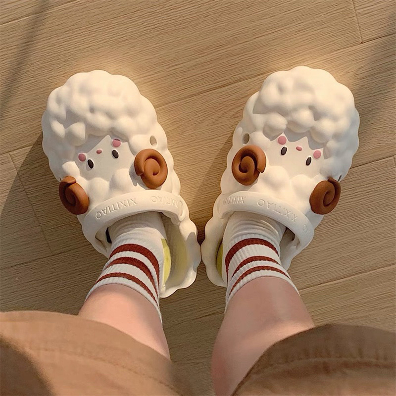 Horizontal Strap Sandals With Sheep Toe Cute | Shopee Philippines