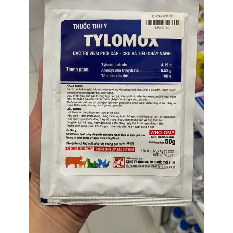 Tylomox 50g Acute Pneumonia, CRD And Diarrhea Of Meth, Duck, Poultry