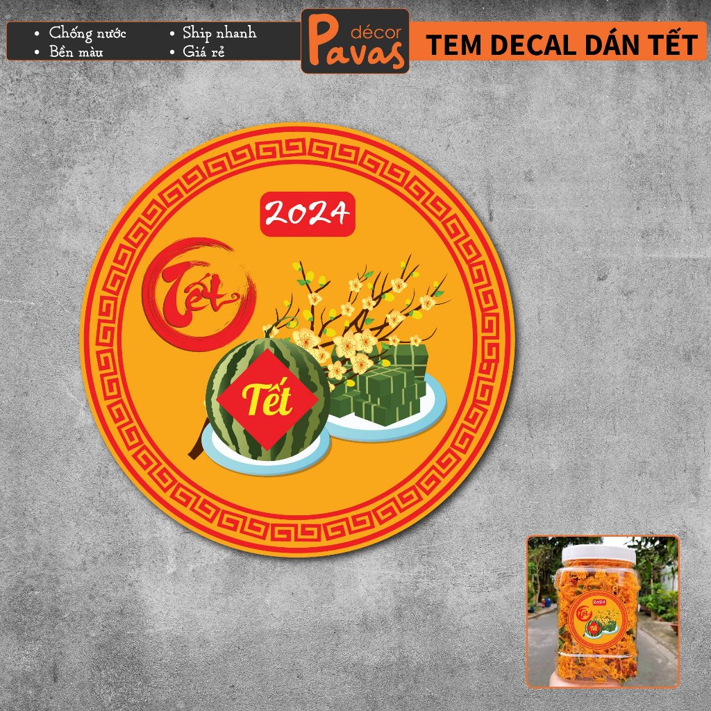 Stickers CNY Decal Waterproof Watermelon and ApricotCNY, pre-cut in ...