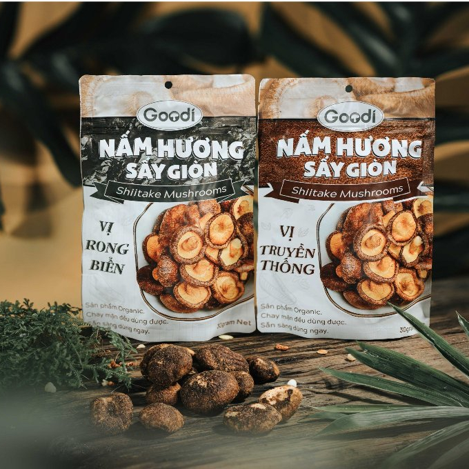Crispy Dried Shiitake Mushrooms, Goodi FooD, Dried Mushroom Snacks