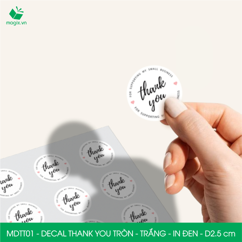 Mdtt01 - D2.5cm -1000 Sticker Thank you, decal Thank you Round carton ...