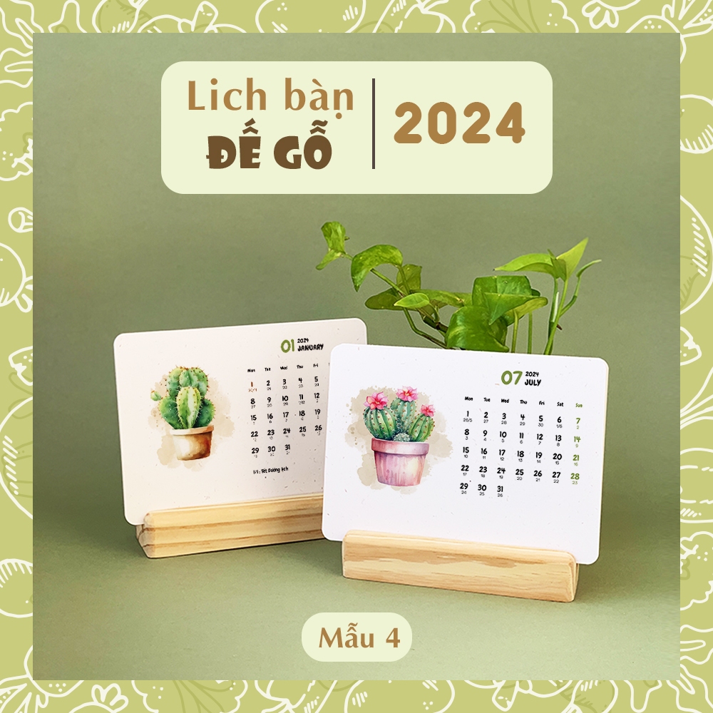 Desktop Calendar 2024, Wooden Desk Calendar 2024 [Sample 4], Yin And
