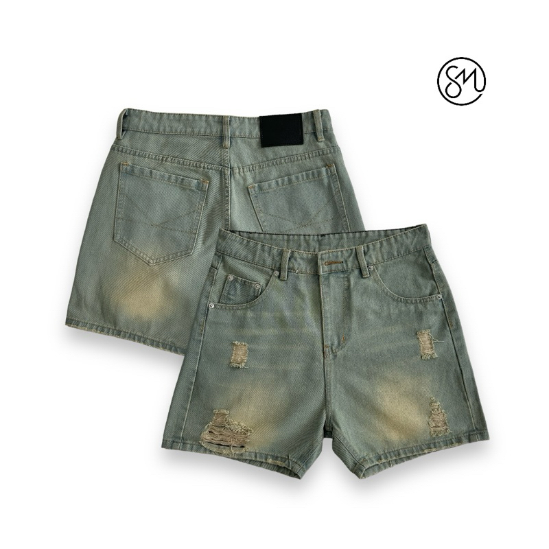 Ripper JEANS SHORT - Ripped washShorts unisex wide leg form | Shopee ...