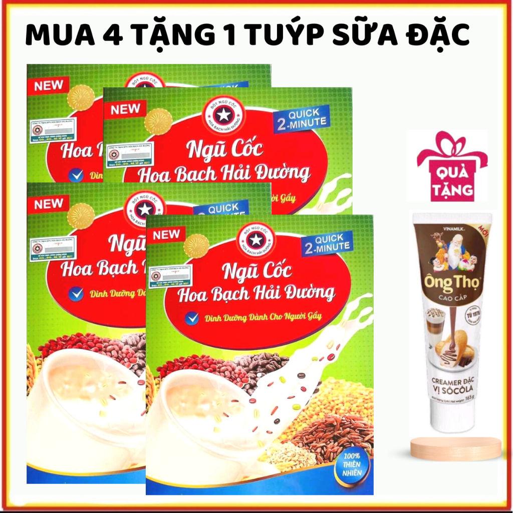 Combo 4 Box Of Bach Hai Duong Flower Weight Gain Cereal + With 1 Tube 