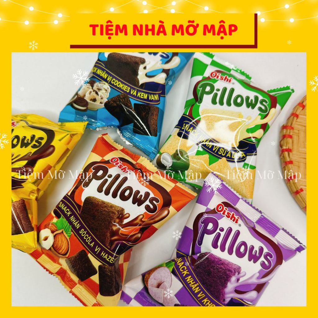 Oishi Pillows Chocolate Snacks, Taro, Almonds, Chocolate, Coconut Milk