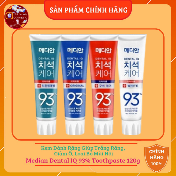 Median Dental IQ 93 Korean Toothpaste 120g - Helps Whiten Teeth, Reduce ...