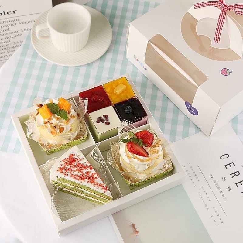 4-compartment mica Paper Box For mousse Cake, panna cotta, Cookie ...