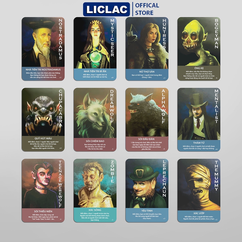 Viet Hoa Premium Werewolf Card 195 cards, Basic Werewolf Card Game ...