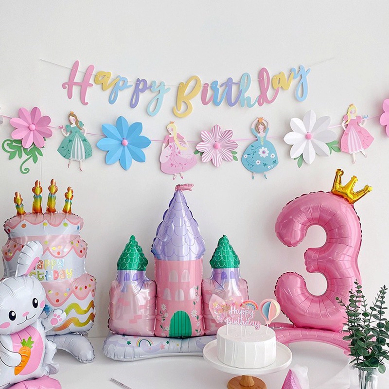 Happy Birthday hanging string in multi-colored macaron pastel color for ...