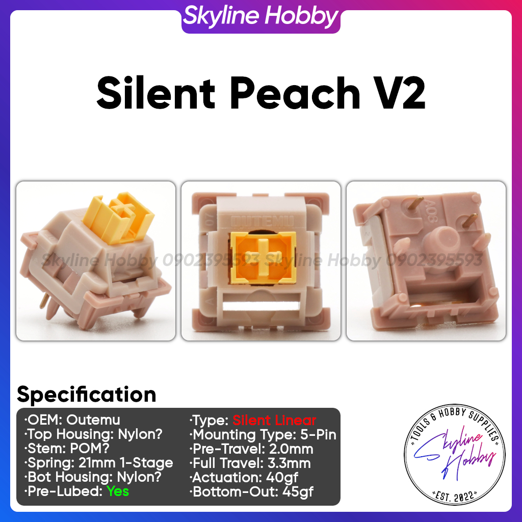 Outemu Mechanical keyboard Switch - Silent Peach V2, Silent Lime V2 ...