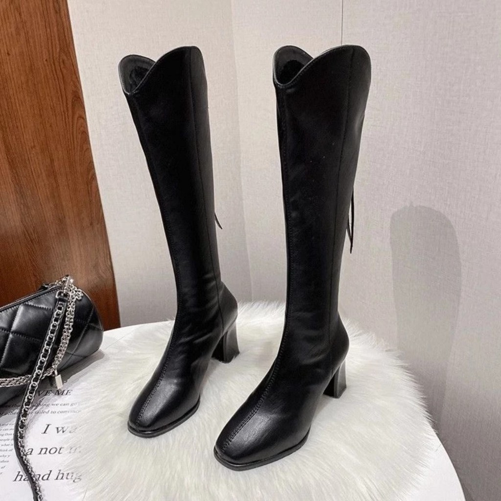 Gloss Leather Thigh Boots 7Cm High Without Fear Of Rain And Wind ...