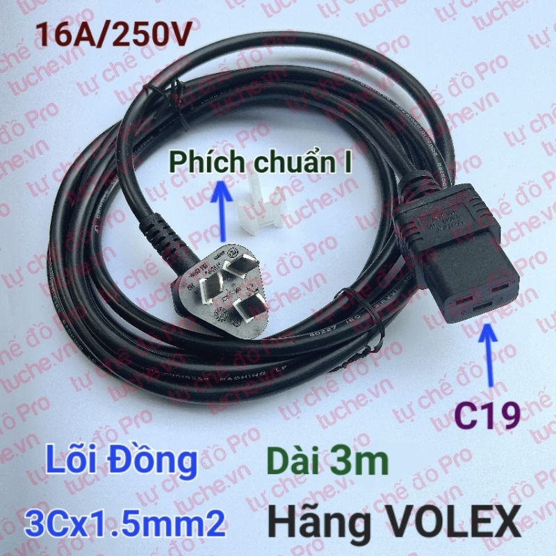 Volex Power Cord, LONGWELL... 2.53m Long, 3Cx1.5Mm2 Copper Core, 3Pin