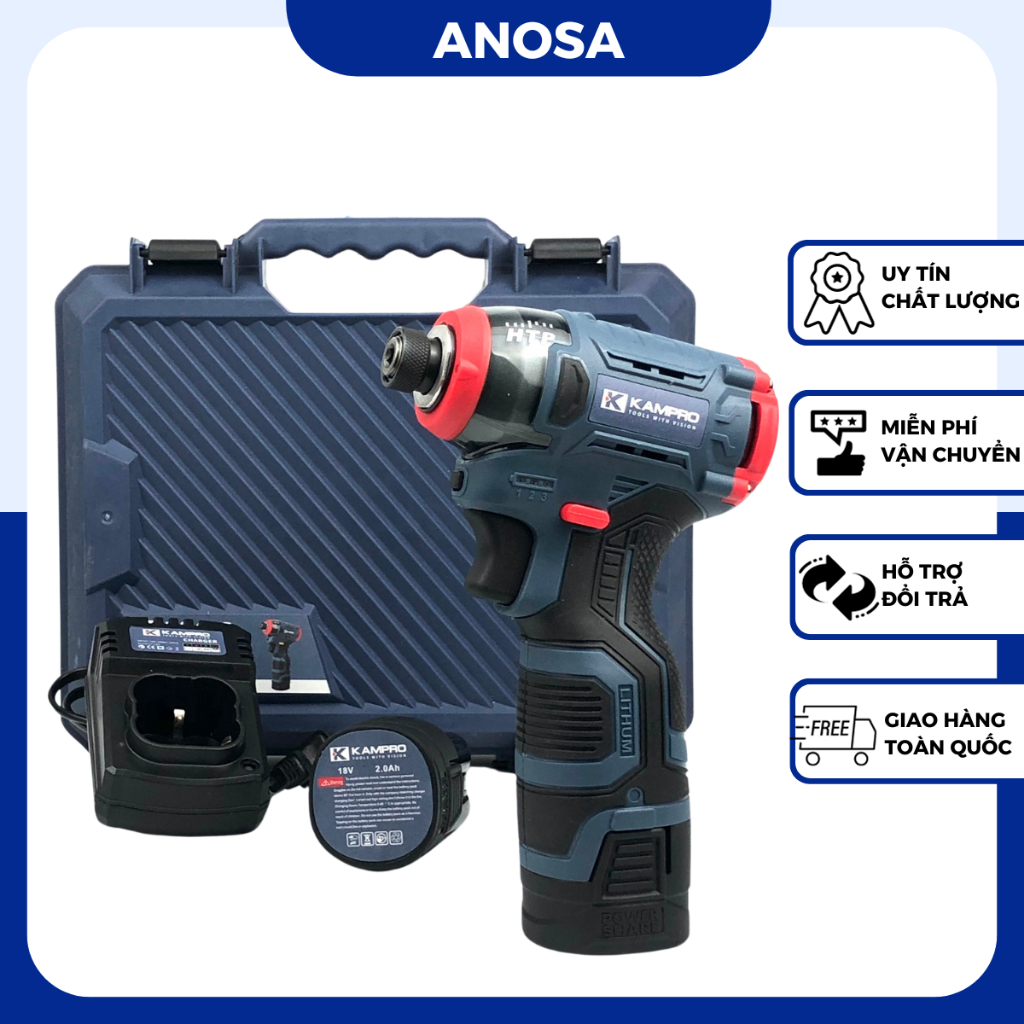 KAMPRO 7028 Brushless Screwdriver, 3 Speeds with Hammer using 4 Cell ...